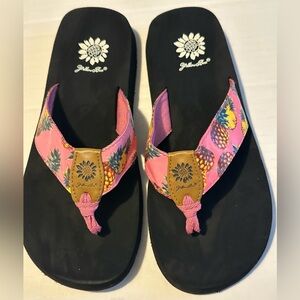 Yellow Box Pink Pineapple Sandals